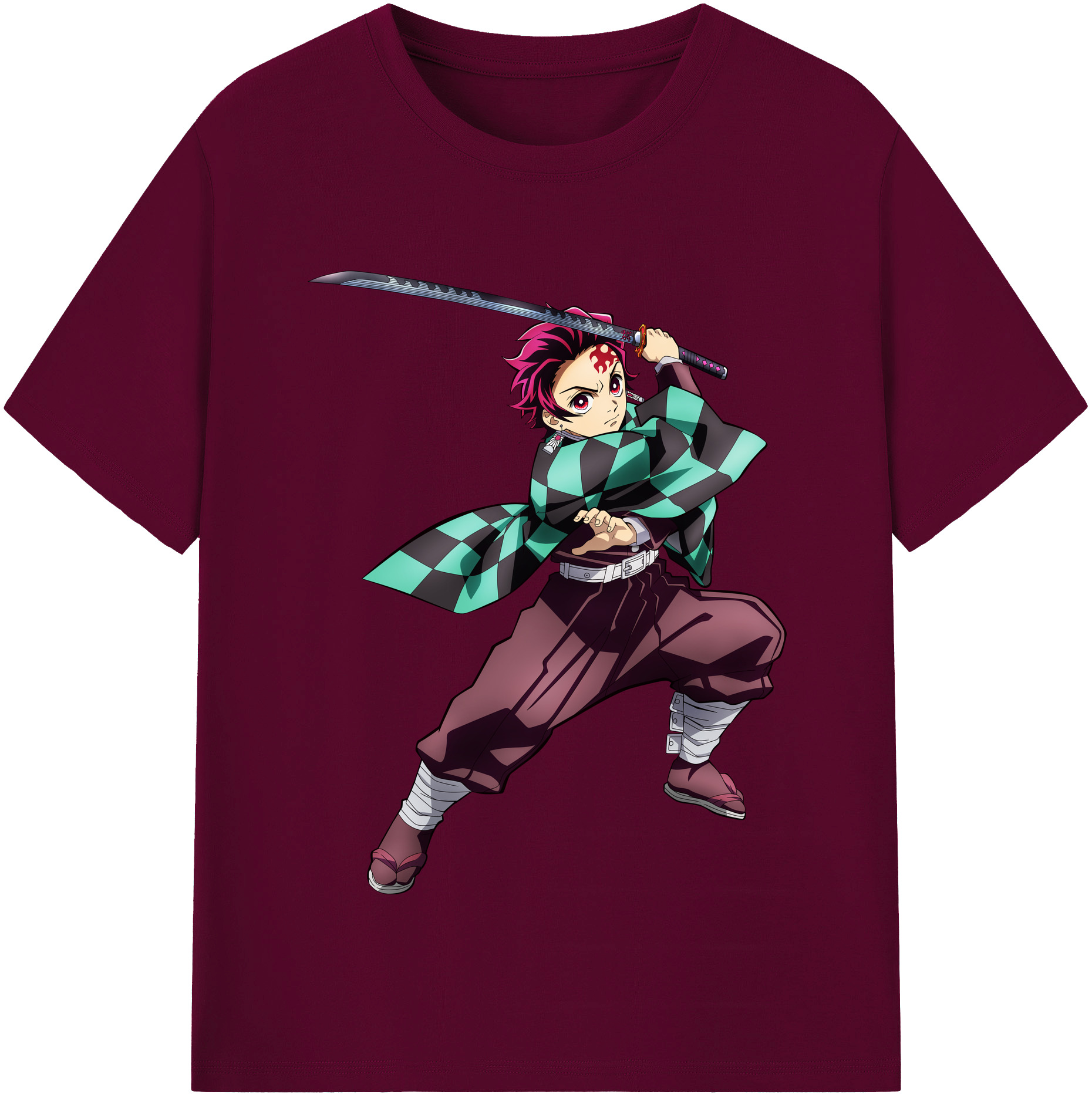 （画像用） 鬼滅の刃 竈門 炭治郎／かまど たんじろう Kamado Tanjirou レディースカジュアルプリントTシャツ（綿100％）